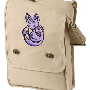 Charmed Creatures - Fox Embroidered Canvas Field Bag