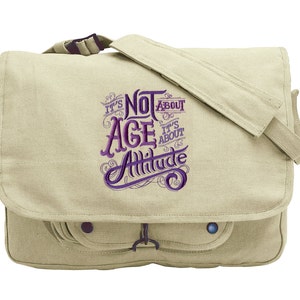 It&#39;s About Attitude Embroidered Canvas Messenger Bag