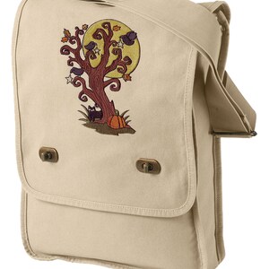 Spooky Tree Embroidered Canvas Field Bag