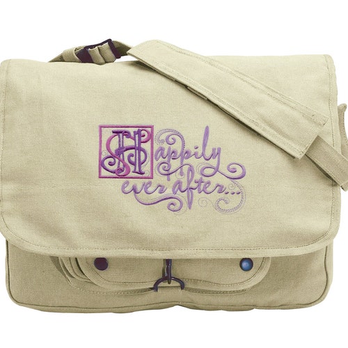Illuminated Introduction Embroidered Canvas Messenger Bag Etsy