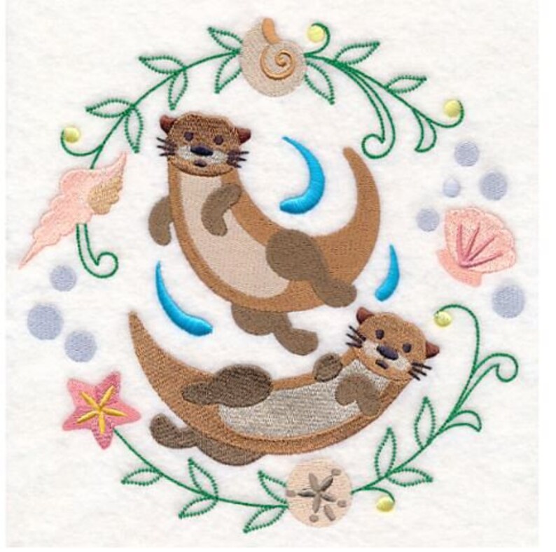 Otter Sweethearts Embroidered Canvas Field Bag