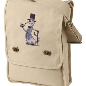 Foppish Ferret Embroidered Canvas Field Bag