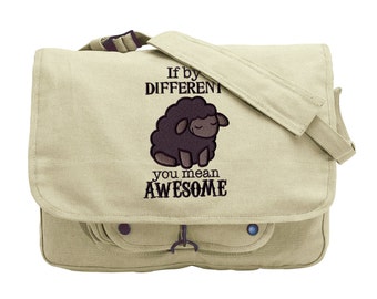 Awesome Black Sheep Embroidered Canvas Messenger Bag