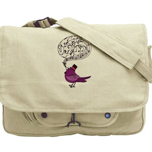 Victorian Songbird Embroidered Canvas Messenger Bag image 1