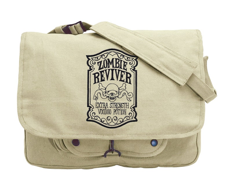 ApotheScary Zombie Reviver Embroidered Canvas Messenger Bag image 1