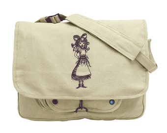 Alice's Adventures Embroidered Canvas Messenger Bag