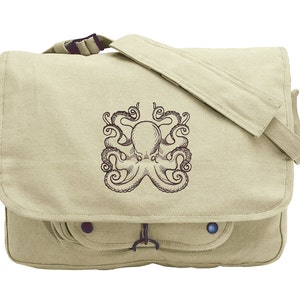 Nauticus - Octopus Embroidered Canvas Messenger Bag