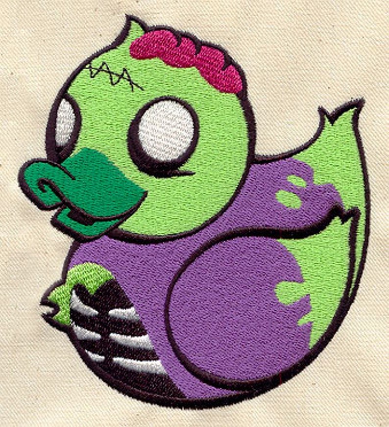 Zombie Duckie Embroidered Canvas Messenger Bag image 2