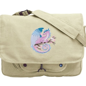 Spring Dragon Embroidered Canvas Messenger Bag