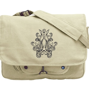 Release the Kraken Embroidered Canvas Messenger Bag