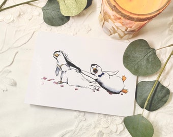 Just Married Bride and Groom funny penguin card, Congratulations Card, Penguin Lovers, Just Married, Husband and Wife, Newlyweds