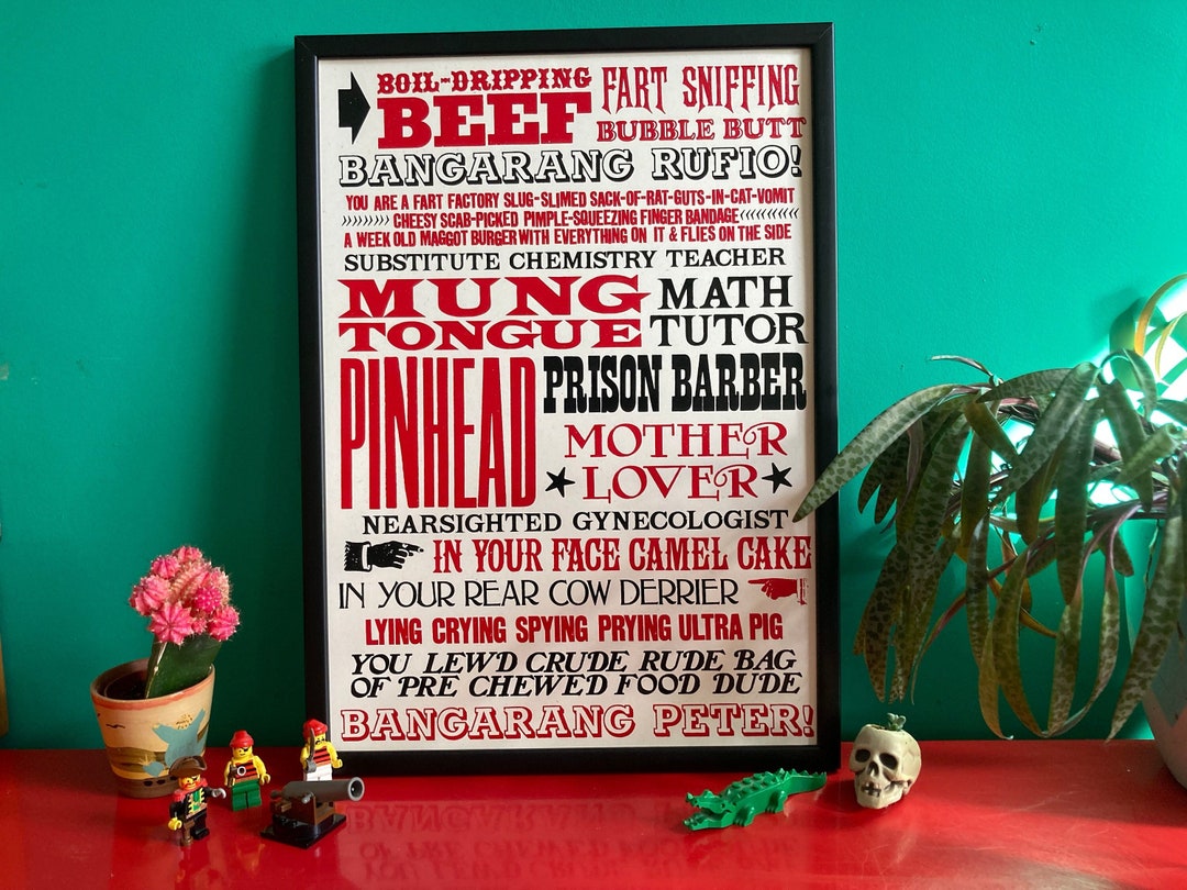 HOOK Peter Pan and Rufio, Insults at Dinner Film Quote, Robin