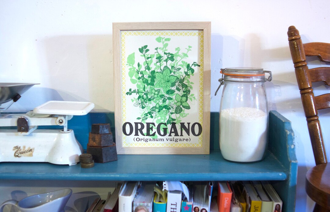 Screenprint Color Kitchen OREGANO Kitchen Herb Screenprint, Kitchen Artwork, Kitchen Wall Art ...