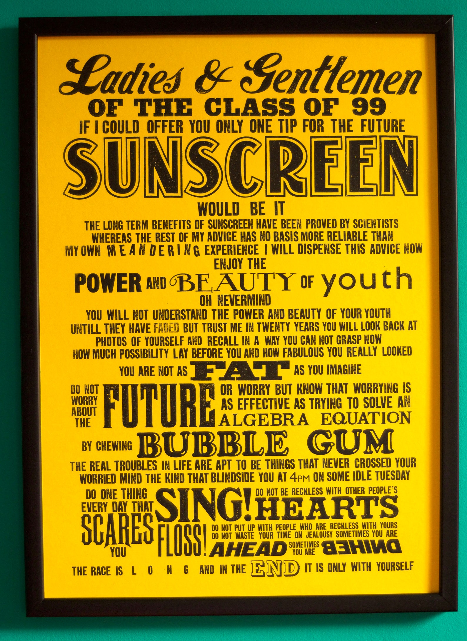 sunscreen-lyric-screenprint-baz-luhrmann-lyrics-print-etsy