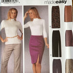 May include: A sewing pattern for six different bottoms, including a skirt, pants, and culottes. The pattern is from Simplicity and is called "6bottoms made easy".