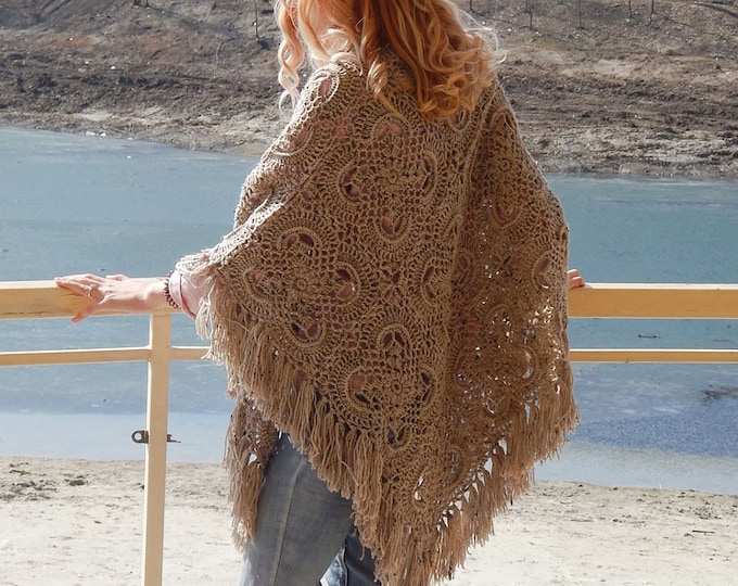 knitting kerchief -boho crochet shawl - crochet shawl - handmade - triangular shawl - warp - baktus crochet