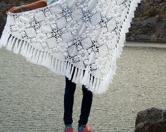 wedding knit shawl - knitting kerchief -boho crochet shawl - crochet shawl - handmade - triangular shawl - warp - baktus crochet