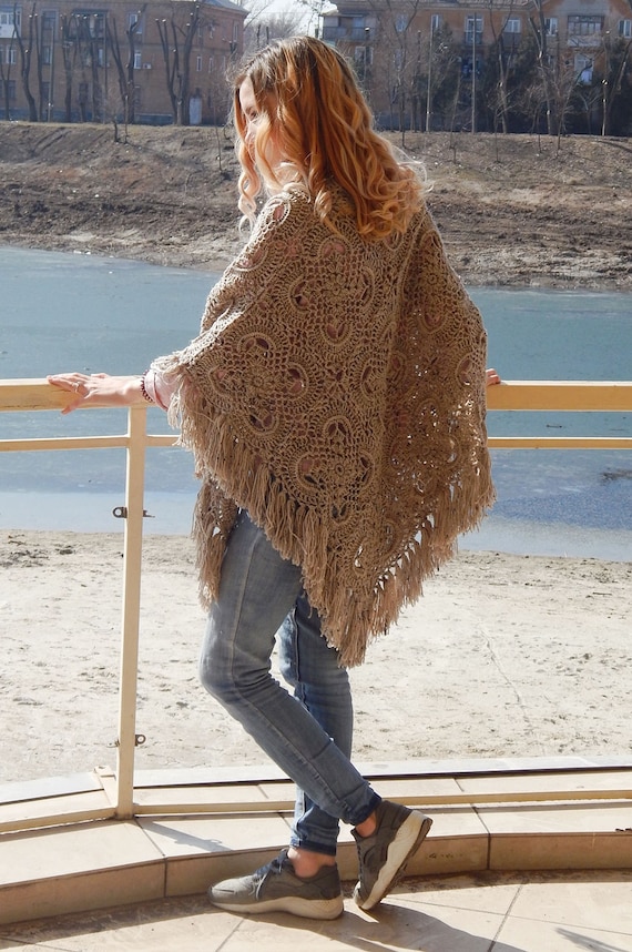 knitting kerchief -boho crochet shawl - crochet shawl - handmade - triangular shawl - warp - baktus crochet