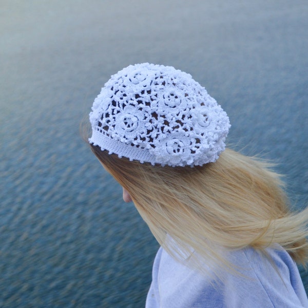 lady cruise wedding, summer women's beret, crochet handmade crochet hat