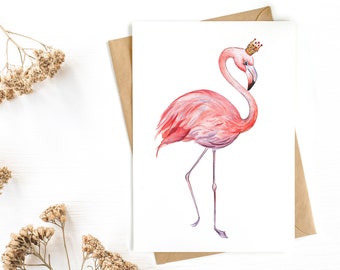 2 x Grußkarte 'Pink Princess' Flamingo