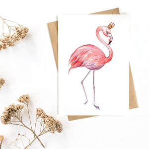 2 biglietti d'auguri con fenicotteri "Principessa rosa".