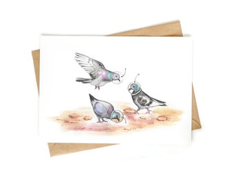 2 x Greeting Card 'Pigeons From Mars'