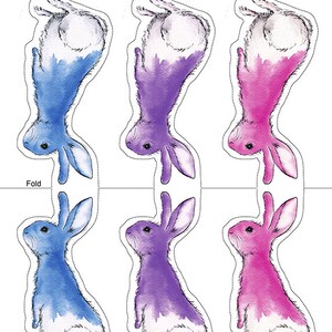 DIY Paper Garland Watercolour Rainbow Rabbit //party decoration, digital download, birthday, easter decoration, easter, rainbow, printable image 2