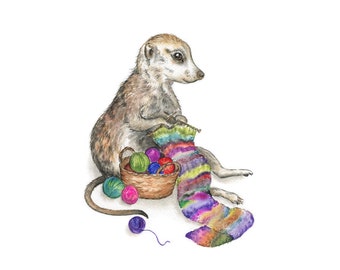 Art Print 'The Happy Knitter''