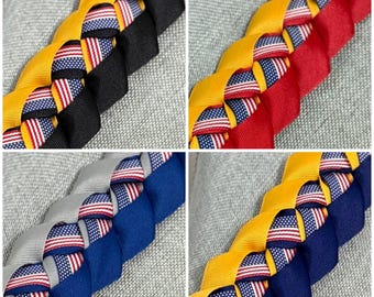 United States Armed Forces Braided Lei ~ American Flag Style Braided Lei Gift ~ Army/Air Force/Navy/Marines Corps/Coast Guard/Space Force