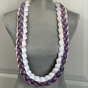 Red, White, Blue and Gold Braided Lei image 3