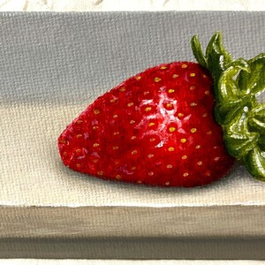 STRAWBERRY FRUIT STUDY, Old World French Style, 3 x 5 Acrylic Still Life