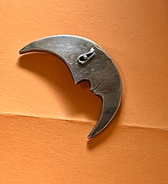 Vintage Sterling Man in the Moon Brooch Large Cre… - image 4