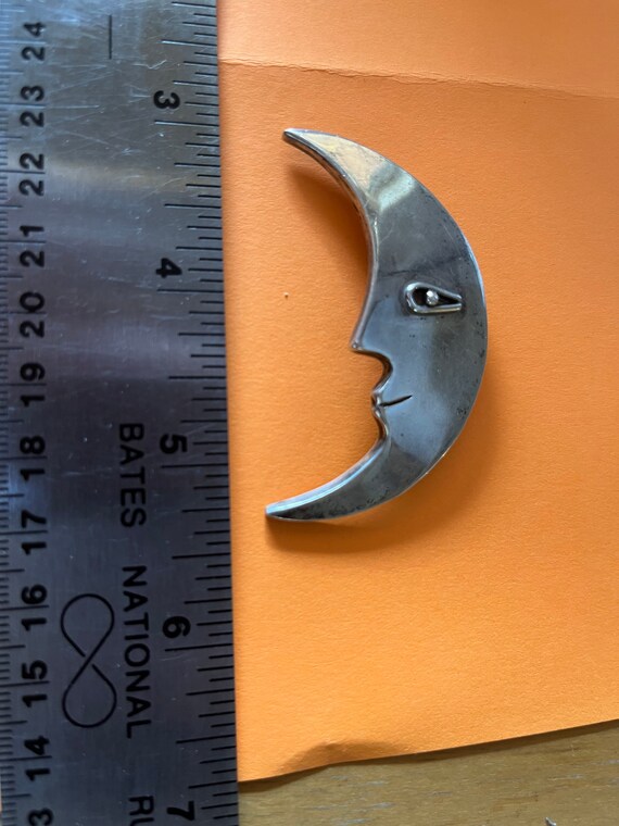 Vintage Sterling Man in the Moon Brooch Large Cre… - image 5