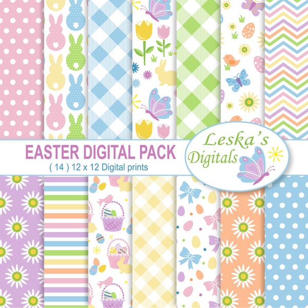 Easter Digital Paper Pack, Easter Paper Pack, Easter Bunny Paper, Easter Scrapbook, Cute Easter Paper, Easter, Patterned Papers