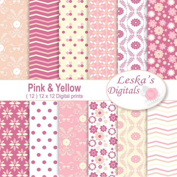 Light Pink Digital Paper, pattern Scrapbook Pack, printable mixed vari By  DigitalPrintableMe