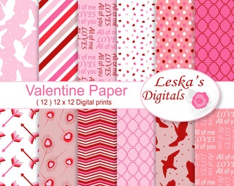 Valentine Digital Paper, "LOVE PAPER" romance patterns, love backgrounds, love paper, love pattern, love backgrounds, love scrapbook paper