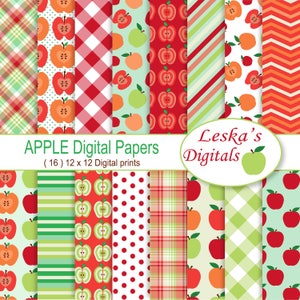 Apple Digital Paper, Apple Backgrounds, Apple themed papers, Apple printable Paper, Apple Picking, Harvest Scrapbook Paper, Scrapbook paper