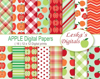 Apple Digital Paper, Apple Backgrounds, Apple themed papers, Apple printable Paper, Apple Picking, Harvest Scrapbook Paper, Scrapbook paper