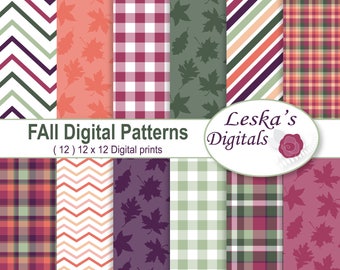 Fall Scrapbook Papers, Scrapbook Autumn Patterns, Fall Digital Paper Pack, Autumn Paper Patterns, Fall Digital Papers, Fall Scrapbook Paper