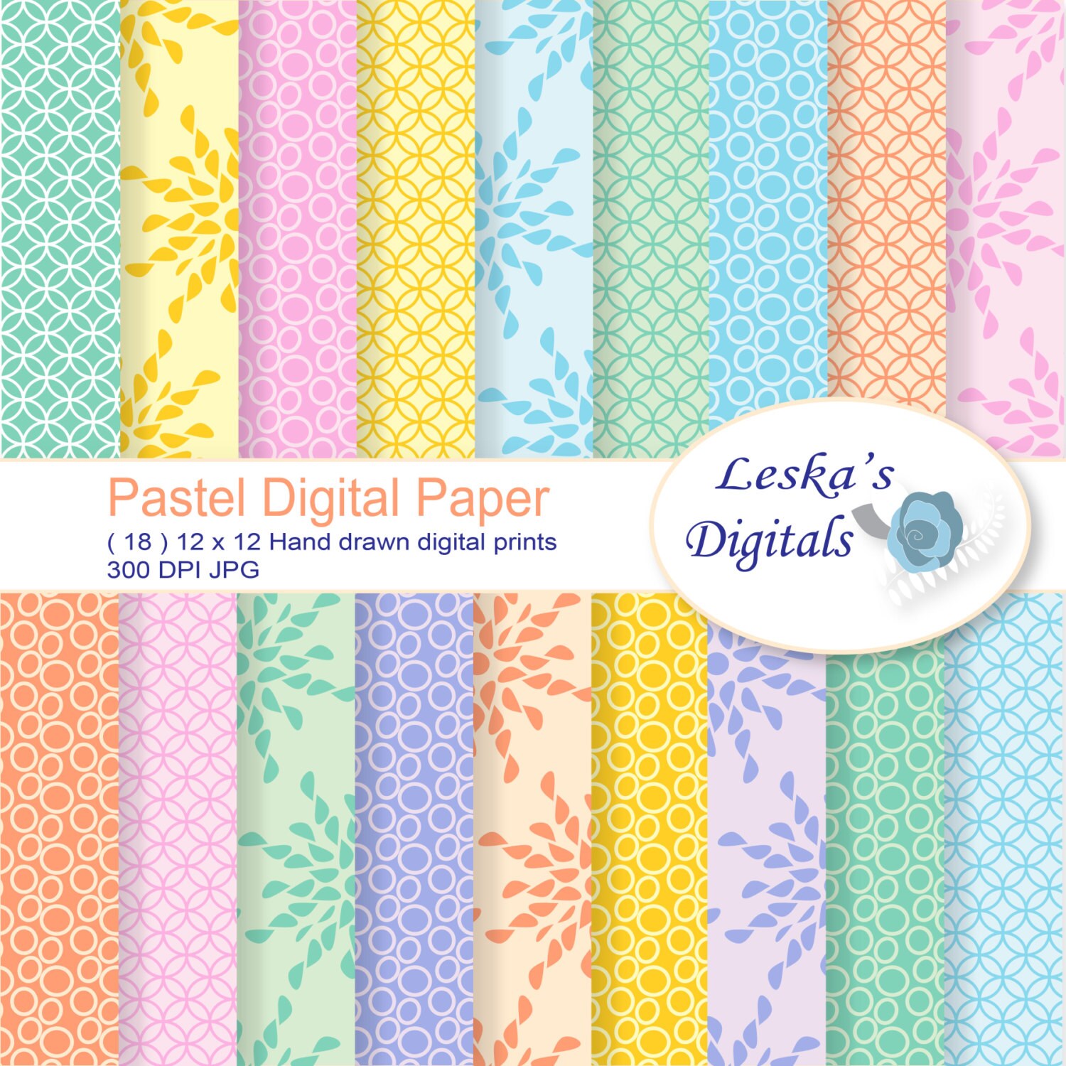 Pastel Digital Paper Pack of Scrapbook Background Printable Paper, Fun ...