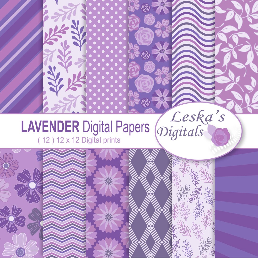 Lavender Digital Papers - Floral Lavender Scrapbook Paper "purple ...