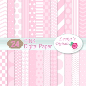 Pink Scrapbook Digital Paper, &quot;Pink Digital Paper&quot; Light pink scrapbook paper set, Pink Background Patterns, Pink Digital Backgrounds