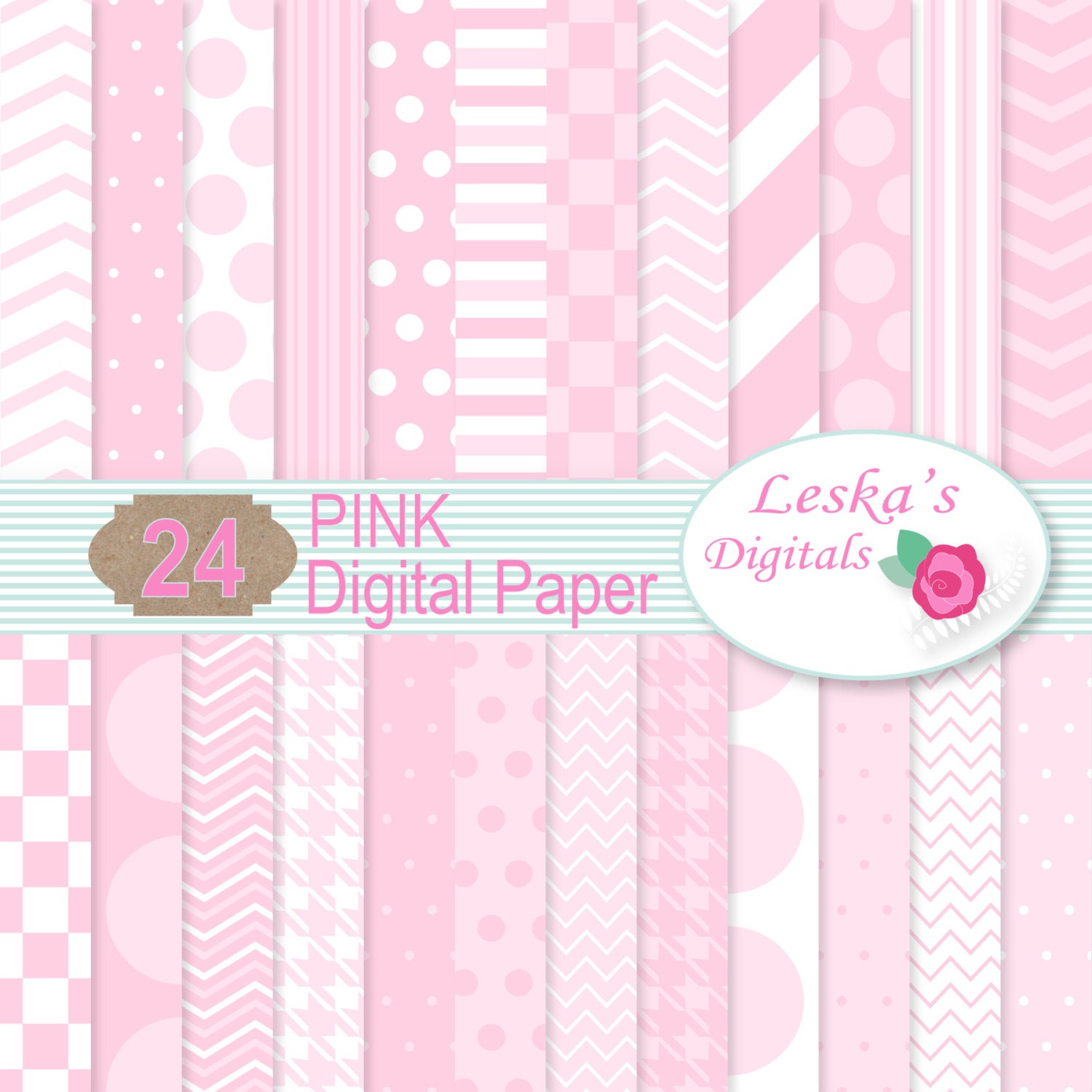 Pink Scrapbook Digital Paper, pink Digital Paper Light Pink