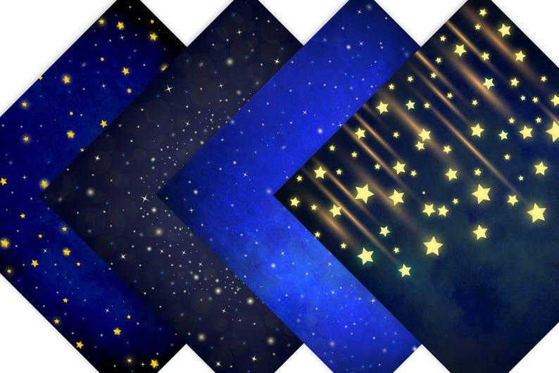 Stars Scrapbook Paper Starry Night Digital Paper Pack STAR - Etsy