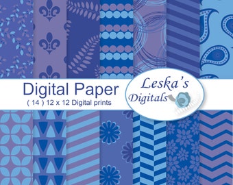 Purple and blue digital paper, digital background, blog background, purple and blue scrapbook paper, purple and blue graphic design, purple