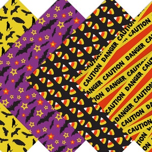 Digitalt Halloween-papper, Halloween-scrapbookingpapper, Halloween-bakgrunder, Halloween-mönster, Halloween-mönstrat papper, papperspaket bild 3