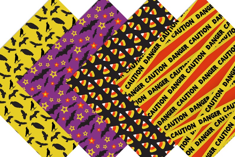 Digitalt Halloween-papper, Halloween-scrapbookingpapper, Halloween-bakgrunder, Halloween-mönster, Halloween-mönstrat papper, papperspaket bild 3