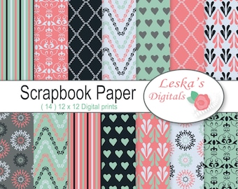 Digital Paper Pack Scrapbooking - Digital backgrounds - Patterned paper for digital scrapbooking - digital paper - patterns
