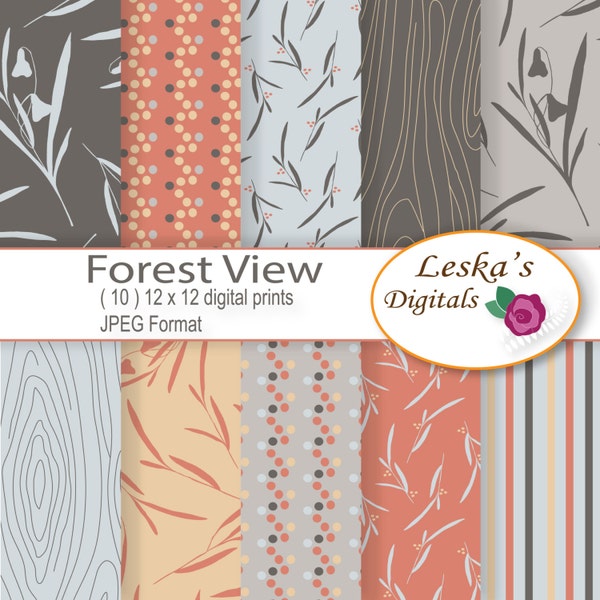 Forest digital paper Forest background Texture pattern Woodland scrapbooking Digital scrapbook Scrapbooking woodland digital paper patterns