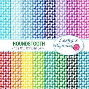 Houndstooth digital paper: &quot;Houndstooth paper&quot; Rainbow houndstooth pattern, backgrounds, scrapbooking paper, rainbow digital paper pack